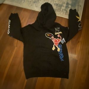Bershka oversized black/ multicoloured hoddie